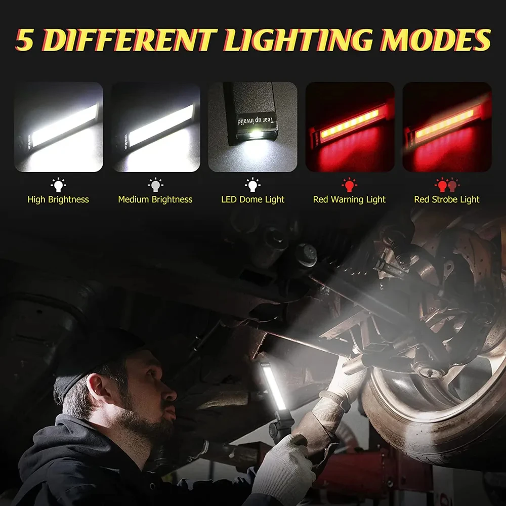 Tragbare COB LED Taschenlampe USB Aufladbare Arbeit Licht Magnetische Lanterna Hängen Lampe Mit Gebaut-In Batterie Camping Taschenlampe