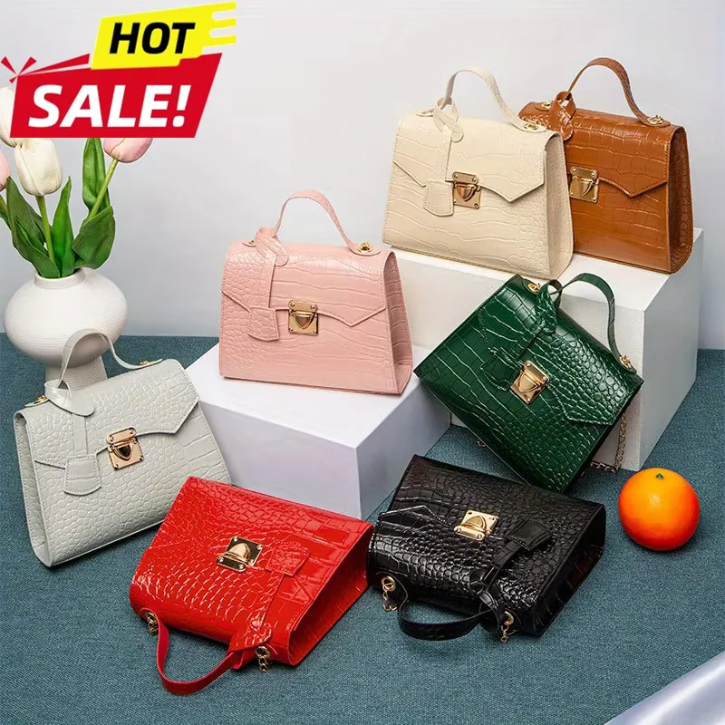 

Модная шикарная мини-сумочка из искусственной кожи для женщин - трендовая однотонная модель с фиксированным ремешком, застежкой-твистлок, подкладкой из полиэстера, новинка 2026 года