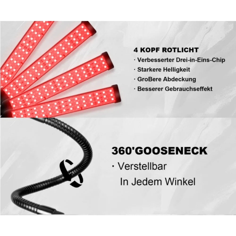 Lampa do terapii czerwonym światłem z regulowaną podstawką, układ 3w1 660 i 850 nm, urządzenie do terapii światłem bliskim podczerwieni do twarzy, ciała, bólu i skóry.