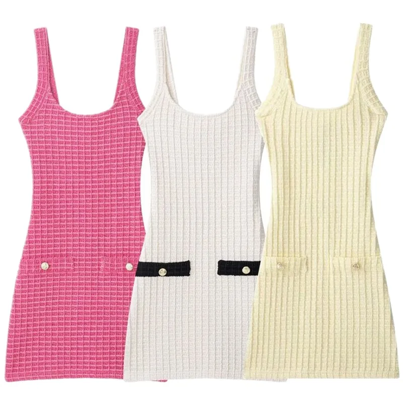 Vestido Corto Versátil y Sexy para Mujer, Verano 2025, Cuello Cuad, Tirantes Anchos, Estilo Casual, Sin Mangas, Corte en A