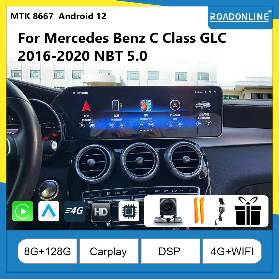 

For Mercedes Benz C Class GLC 2016-2020 NBT 5.0 Car Navigation CarPlay Car Radio Multimedia Video Player