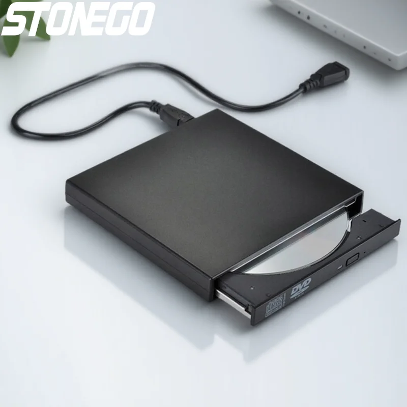 

USB External CD DVD RW Drive Burner for Windows Mac Laptop Dual USB Cables Portable Player