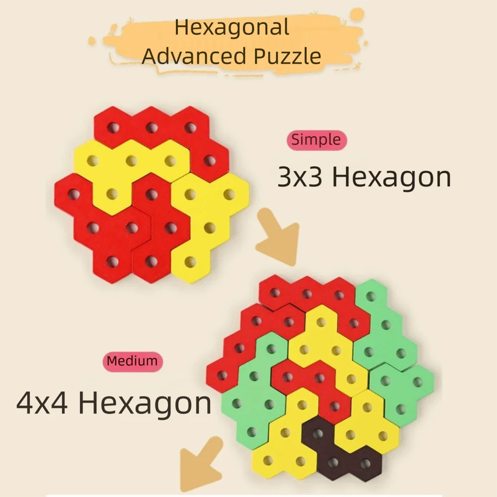 Creative 3D Burger Puzzle Toy Wood Blocks Color Cognition Hamburger Puzzle Building Toys Geometric Shape Hexagonal Sleeve Column
