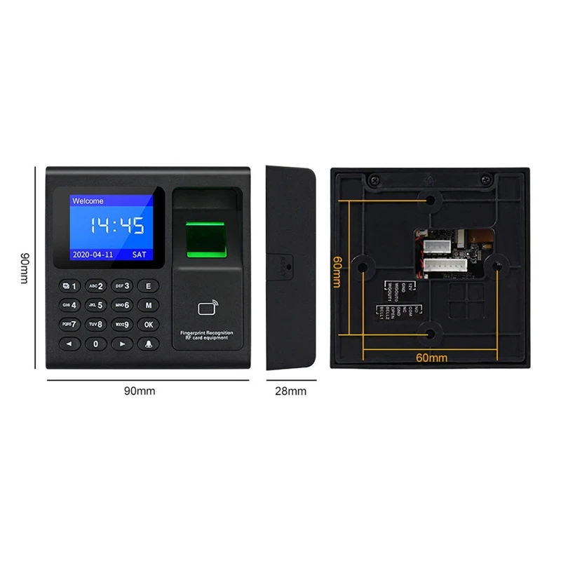 Fingerprint Electric Time Recorder com 10 cartões de controle de acesso, máquina, tempo, relógio, gravador, USB, Data Manager