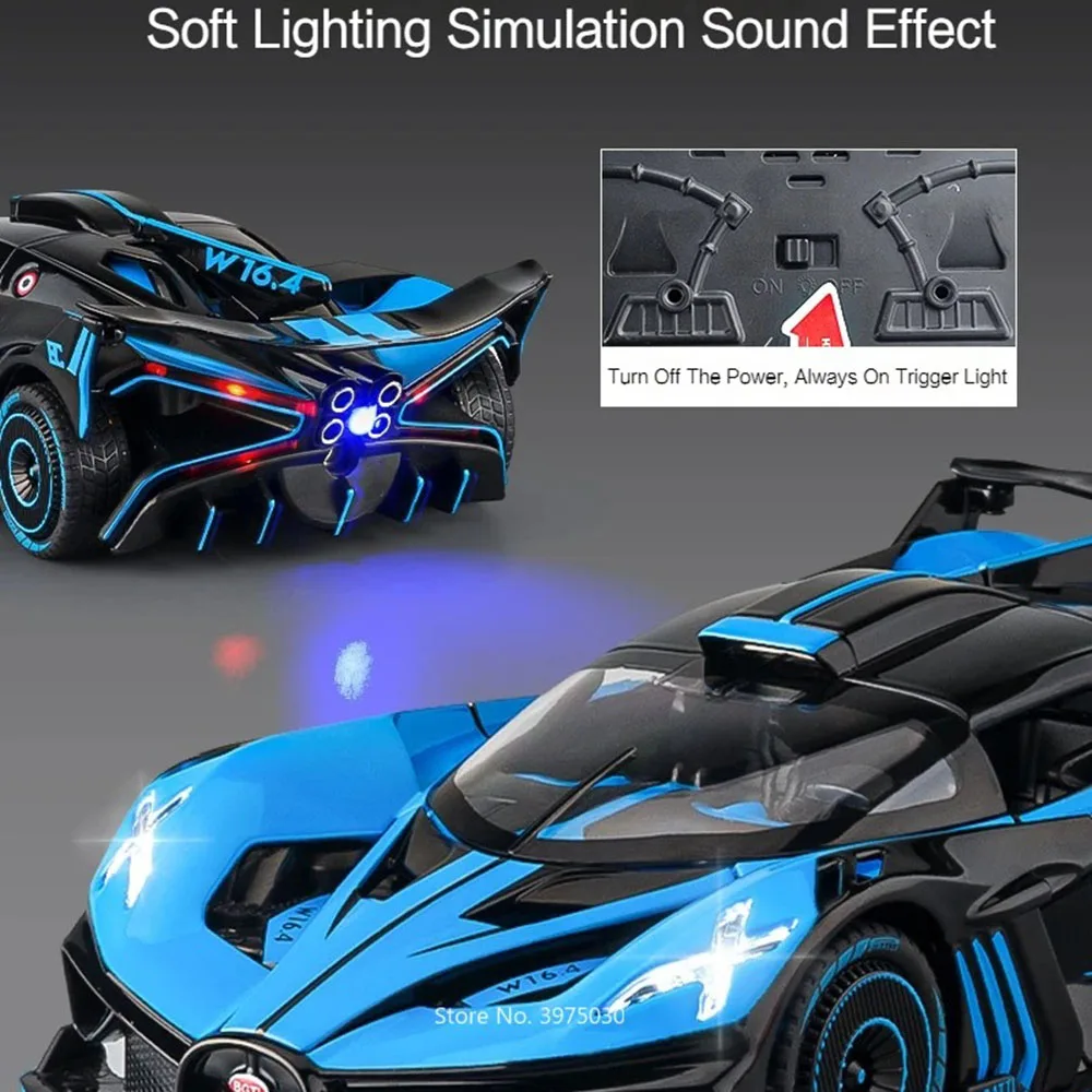 1:24 Bolide Apollo EVO Car Model Toy Shock Absorption Spray Sports Cars Music Light Pull Back Models Toys Home Decor Decoration