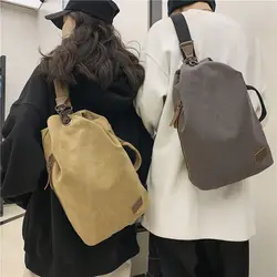 Bolso de pecho de lona Vintage para hombre, mochila de viaje informal de gran capacidad, mochila de ocio, bandolera, bolso de hombro