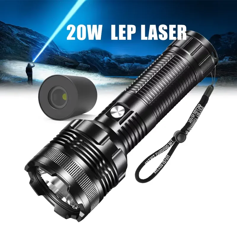 Newest 20W Super Bright Waterproof IP67 Tactical Outdoor Searchlight Rechargeable LEP Flashlight 2KM