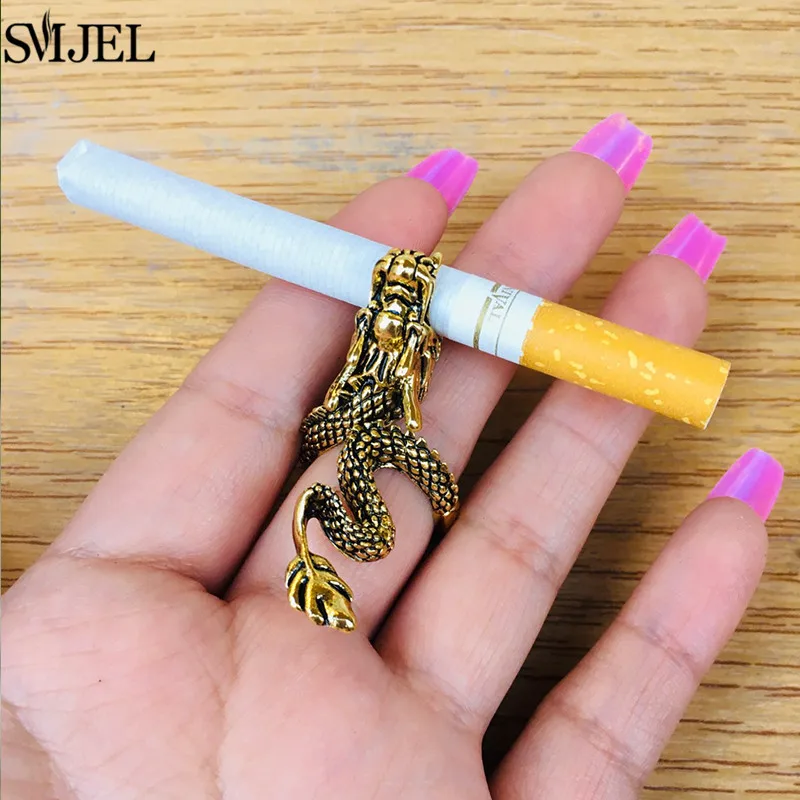 Classic Design Dragon Shape Smoking Rings for Women Men Punk Vintage Animal Snake Ring Opening Adjustable Finger Jewelry 2026