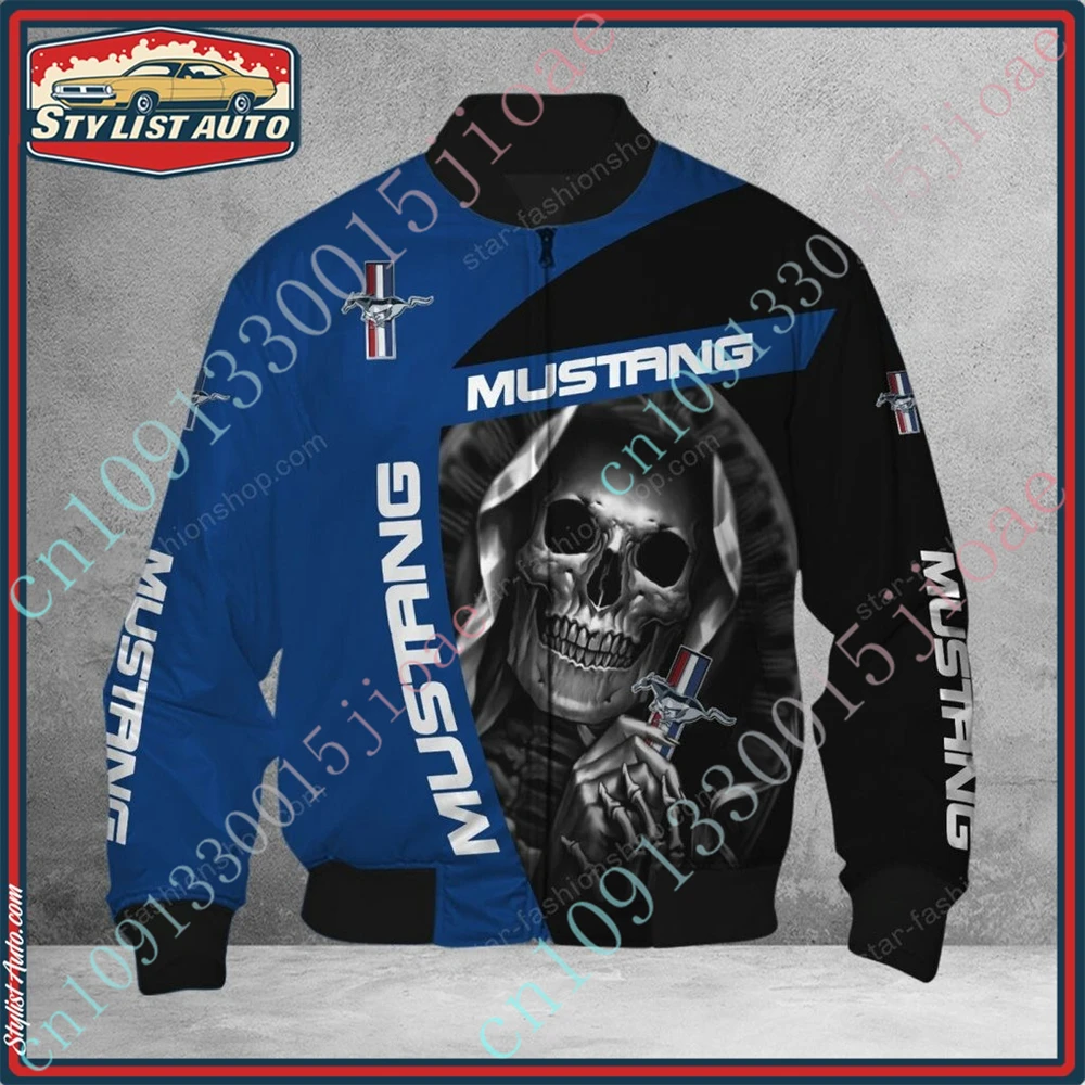 Mustang Windbreaker Thick Coat Bomber Jacket Harajuku Parkas Techwear Baseball Uniform Jackets For Men's Clothing Custom Logo