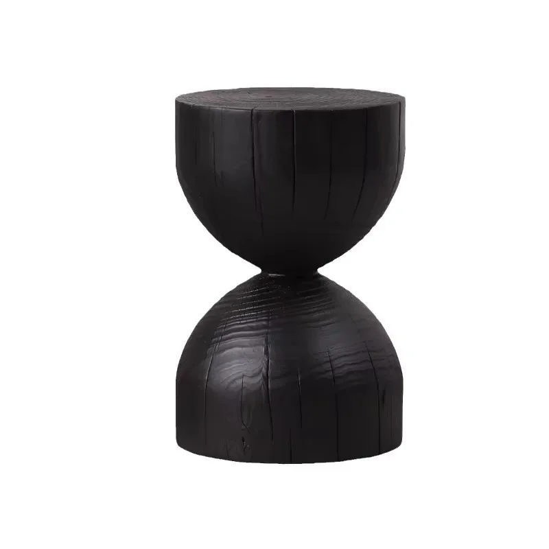 

Wabi-sabi wind ornament Nordic carbonized black stump stool log homestay ornament creative side few