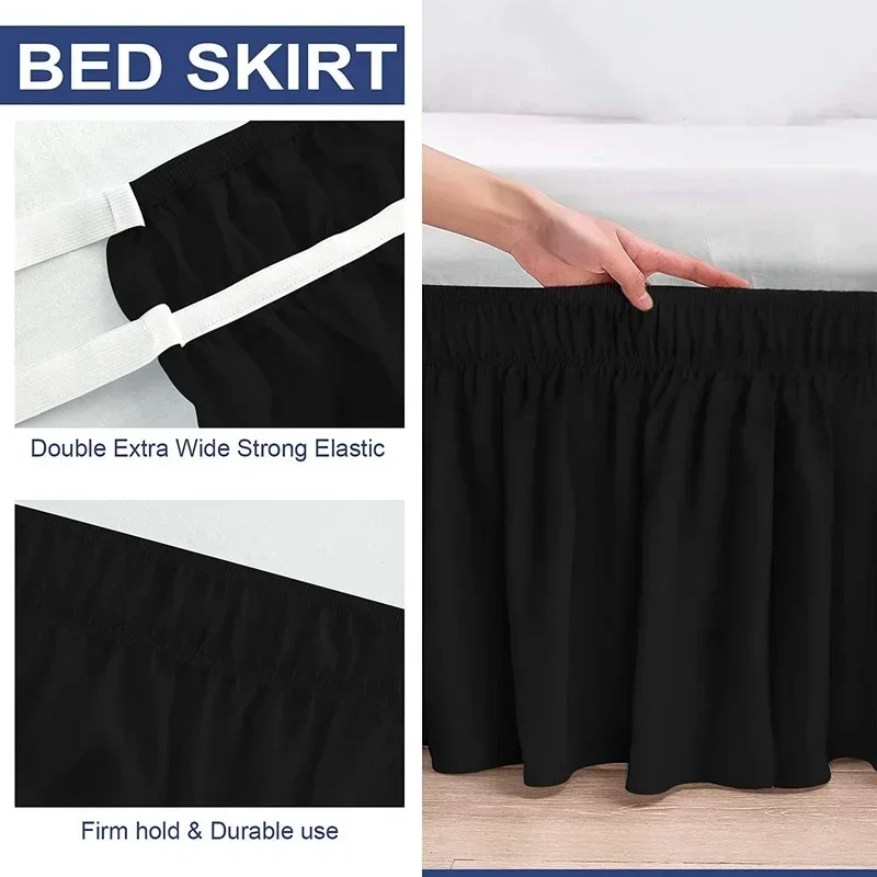 Home Bed Skirt Wrap Around Elastic Band Bed Shirts Without Bed Surface Twin /Full/ Queen/ King Size 38cm Height for Home Decor