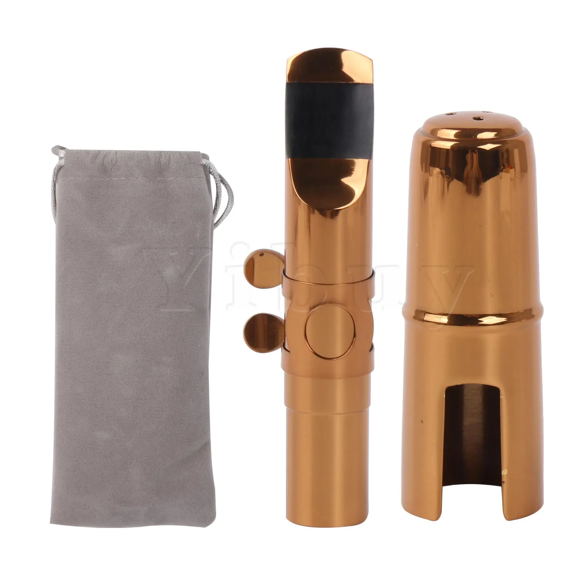 

Yibuy Tenor B Flat Saxophone Mouthpiece 9# Clamp Cap with Flannel Bag Golden