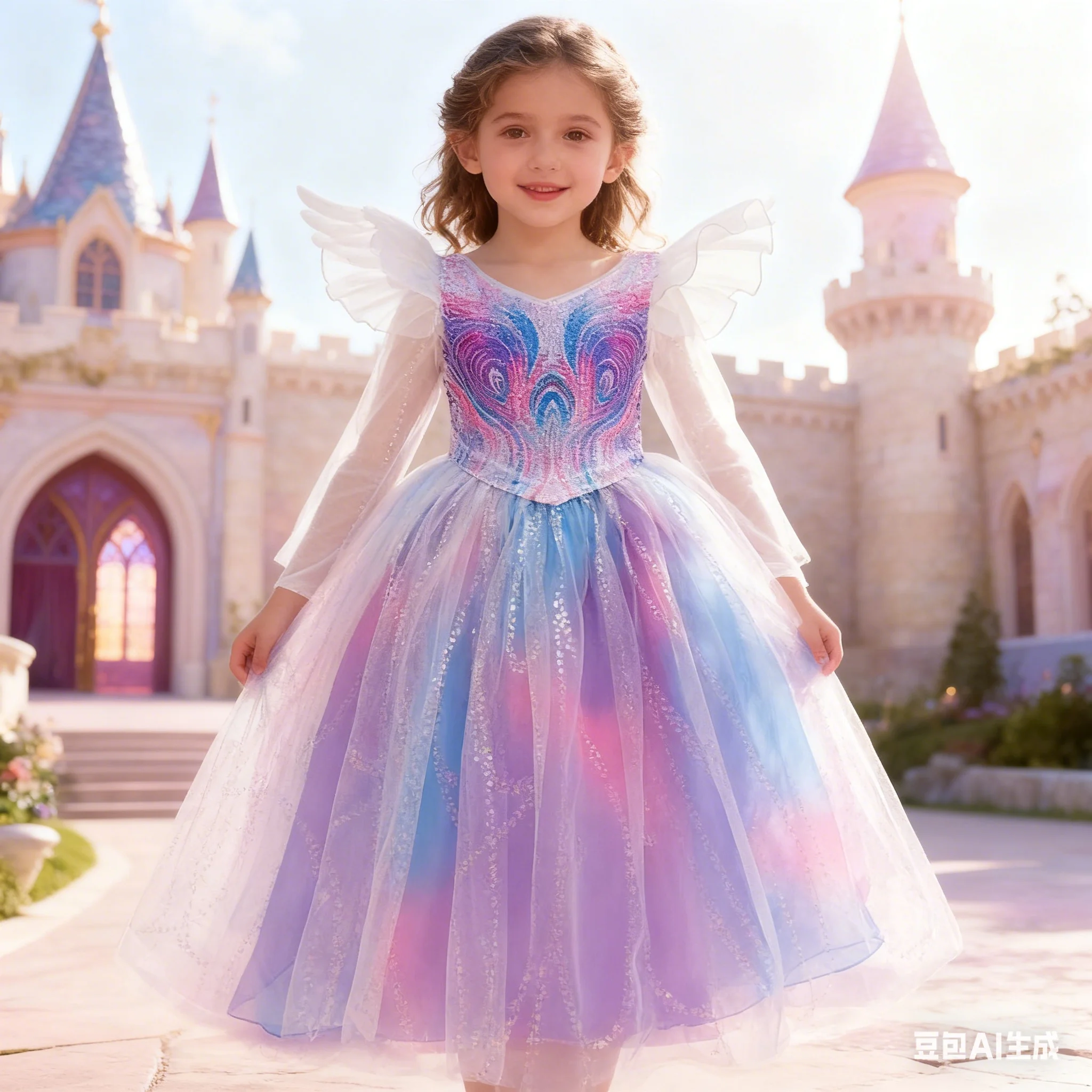 Wicked Glinda Cosplay Costume Girl Princess Dress Birthday Party Performance Ball Gown Festive dress Carnival Kids Dress Up