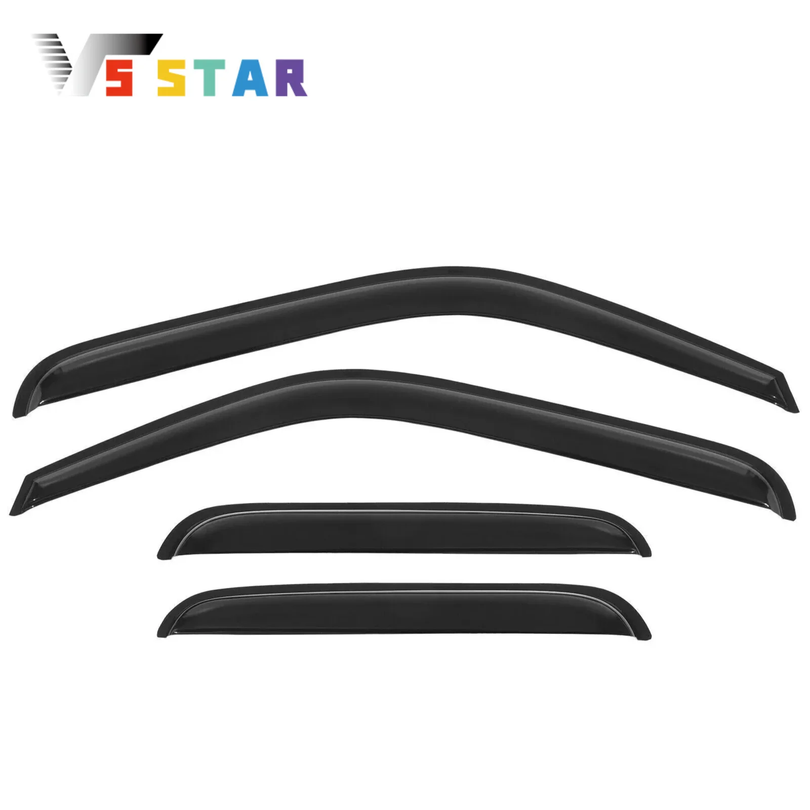 

4pcs Left & Right Window Visors Rain Sun Guard Black For 2007 Chevy Silverado GMC Sierra 1500 3500 2500 HD Classic Extended Cab
