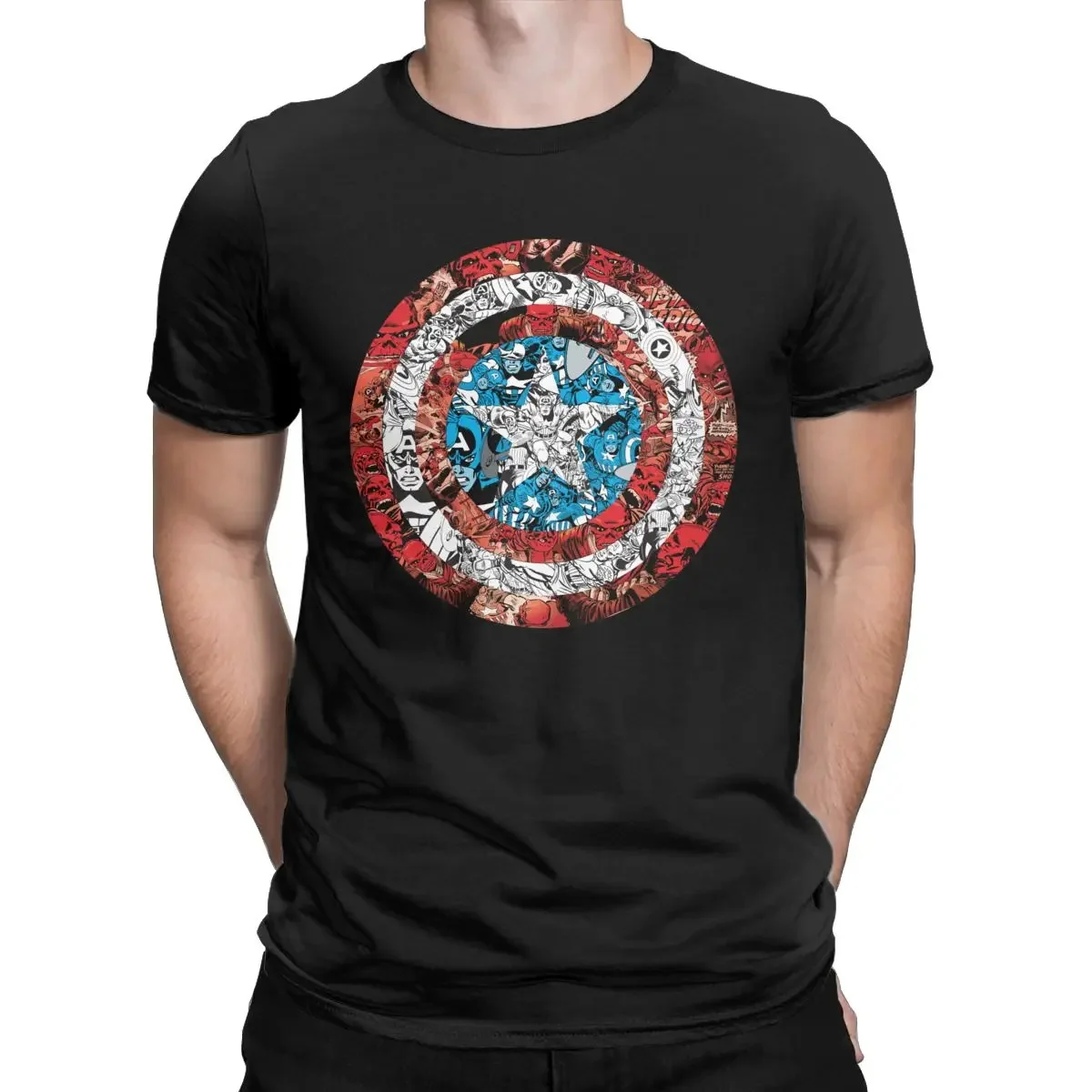 Men's Lovely Marvel Captain America Comic Shield T Shirt 100% Cotton Graphic Clothes Short Sleeve Tee Shirt New Arrival T-Shirts