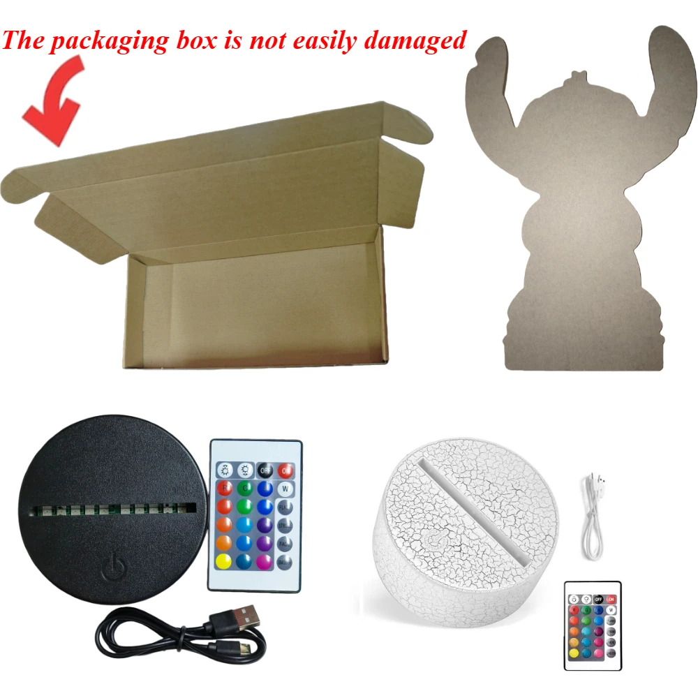 Disney Lilo & Stitch 3D Illusion Controllo della luce notturna e Smart Touch Room Decor Lampada Compleanno San Valentino Regali di Natale