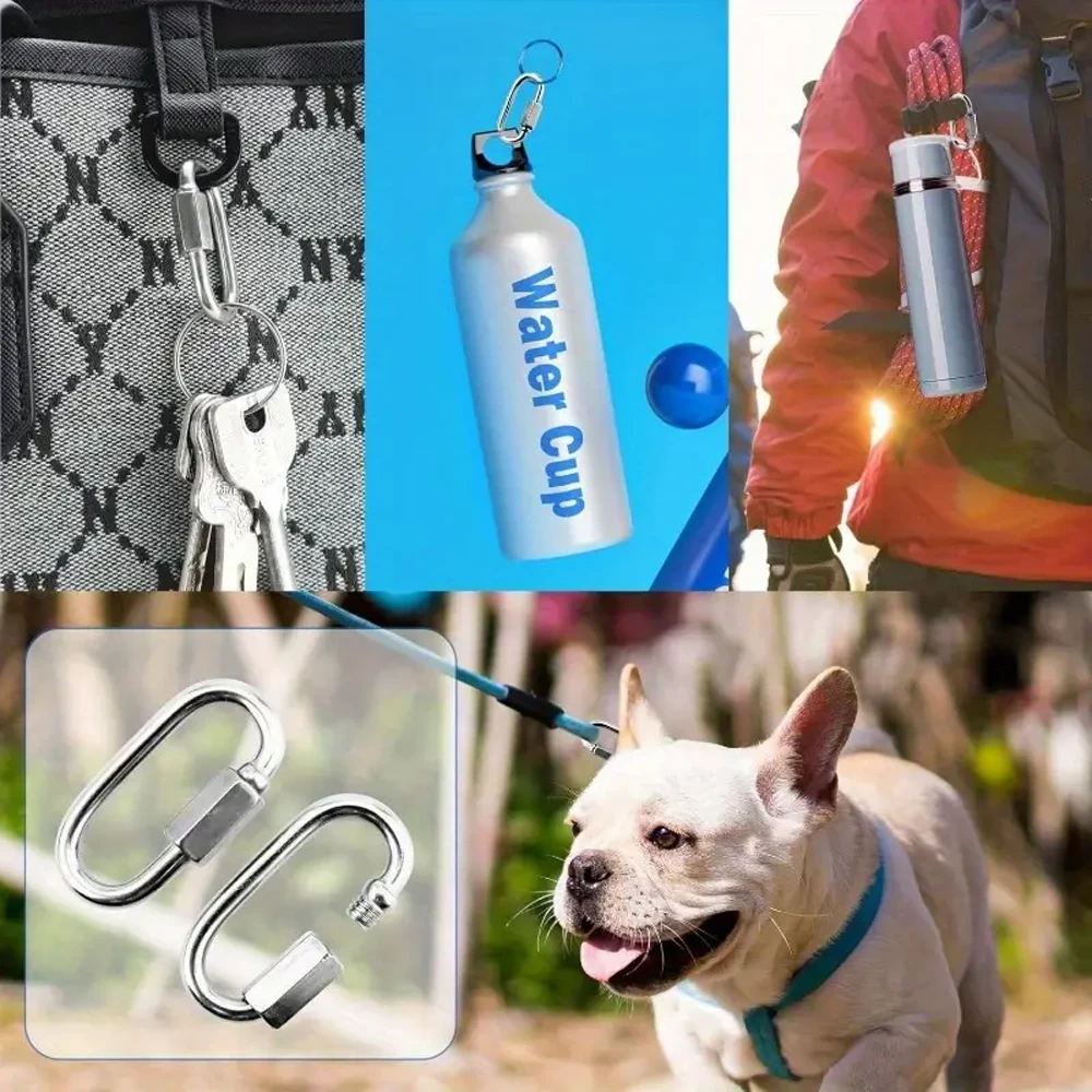Outdoor buckle, quick link ring, size M3.5/M6/M8, threaded lock design, for pet safety link ring, keychain, swing ring image 6