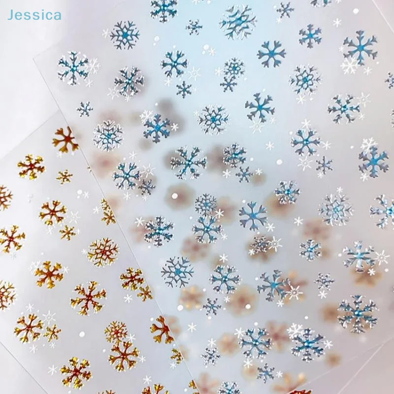 ♥ 冬の3Dネイルアートステッカー - DIYマニキュア用のかわいいクマと雪の結晶のデカール、自己粘着式の冬をテーマにしたネイルデコレーションアクセサリー
