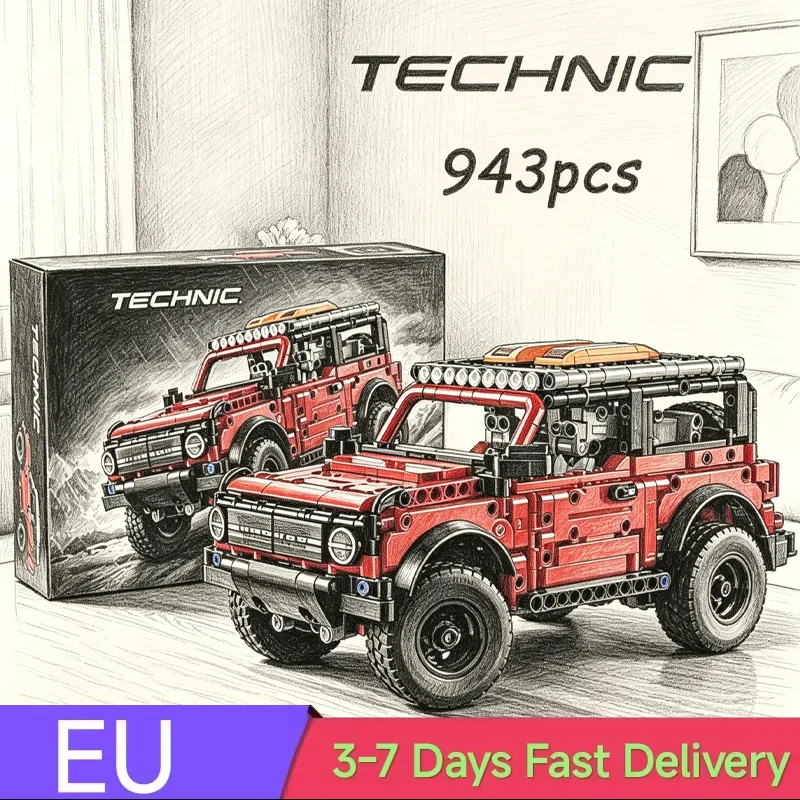 

2026 NEW 943pcs Technical Off-Road Sports Cars Model Building Blocks Set Jeep Vehicle Children's Education Toy Boy Birthday Gift