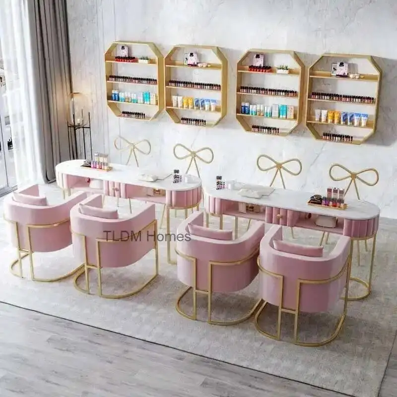 

Table Nordic Manicure Salon Chair Set Marble Furniture Professional Manicure Table Modern Single Double Light Luxury Nail Table