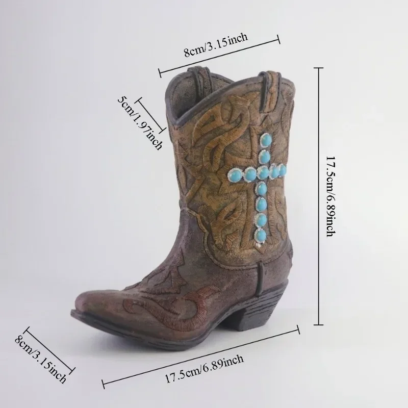 Western Boots Resin Vase Creative Hydroponic Flower Pot Light Luxury Art Ornament for Home Living Room Desktop Decoration