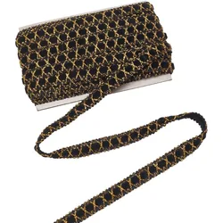 11 Yards Black Gold Metallic Lace Trim Suede Gimp Braid Trim Ribbon for Curtain Lampshades Sewing Bag Costume DIY Crafts