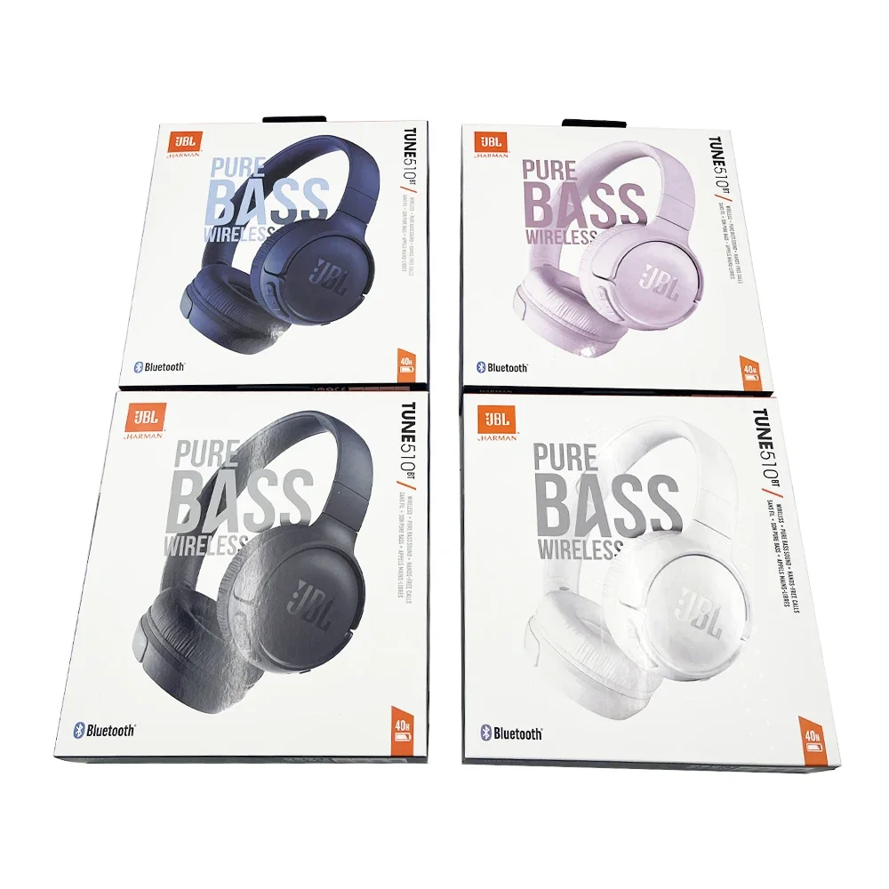 JBL Tune 510 BT سماعة بلوتوث لاسلكية Purebass Sound شحن سريع لسماعة أذن رياضية بعمر بطارية طويل