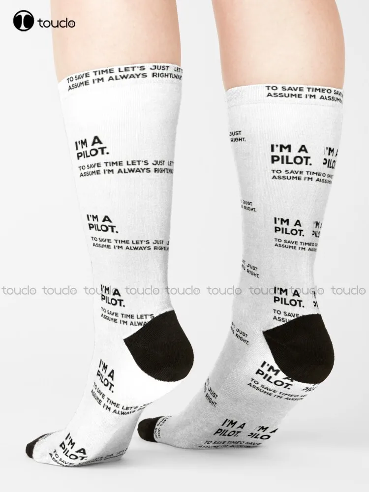 

I'M A Pilot. To Save Time Let'S Just Assume I'M Always Right. Socks High Socks Women 360° Digital Print Hd High Quality Harajuku