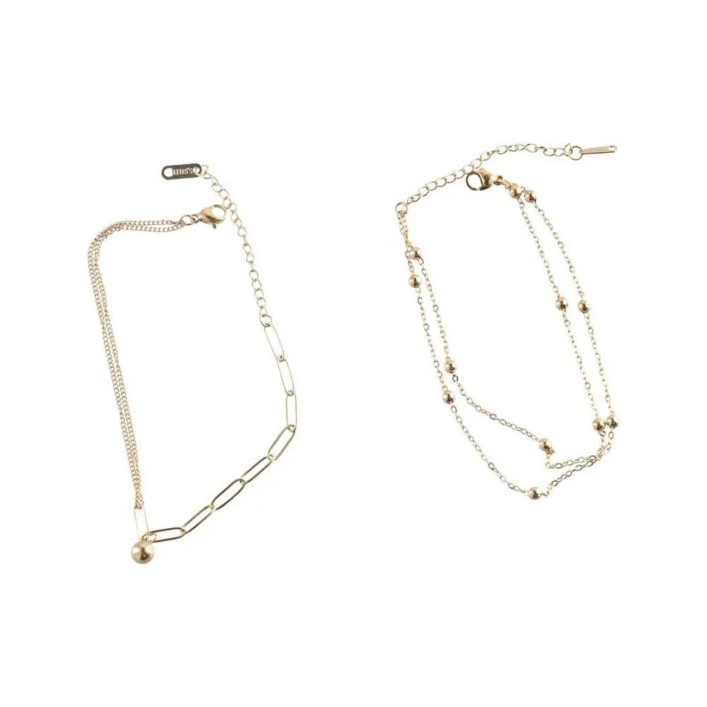 الكلاسيكية التيتانيوم الصلب طبقات مزدوجة تتجه خلخال حبة البوهيمي سلاسل القدم هيبوالرجينيك السيدات #1