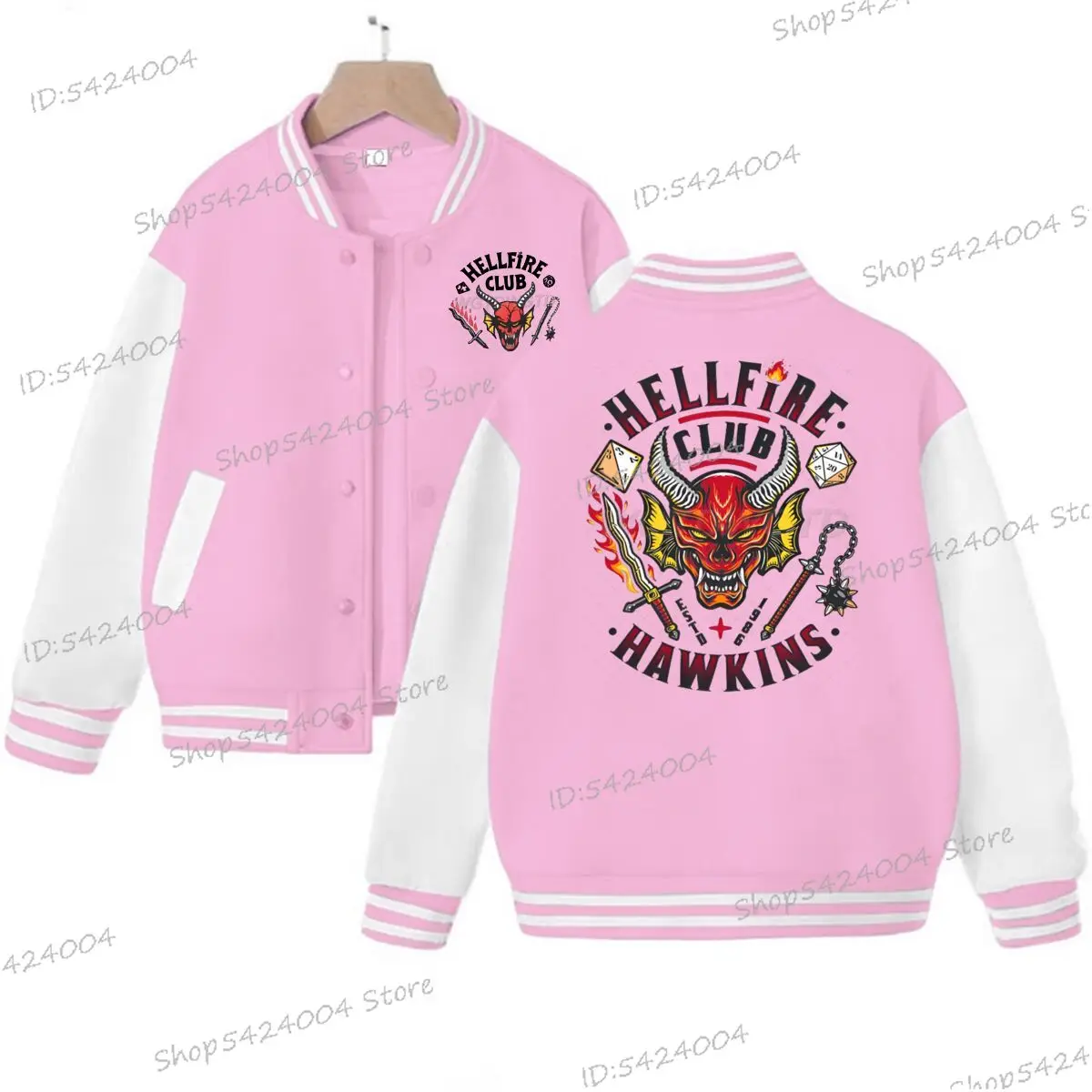 

ТВ Драма «Очень странные дела» Куртки с принтом Повседневная куртка с длинным рукавом для женщин и мужчин Модная бейсбольная форма Hellfire Club Hawkins Верхняя одежда