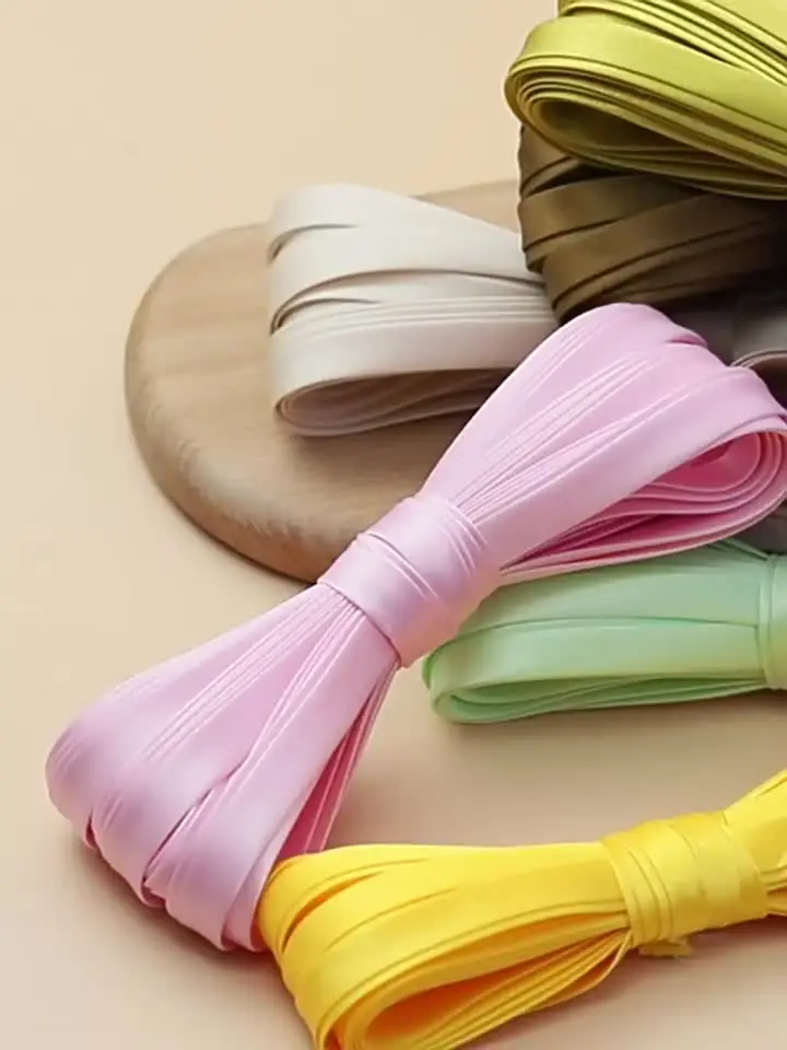 1CM Fabric Edge Sewing Ribbon Cord Rope Sateen Colorful 4-Fold Iron Free Bias Tape Clothing Accessories 10MM Width Satin Ribbon