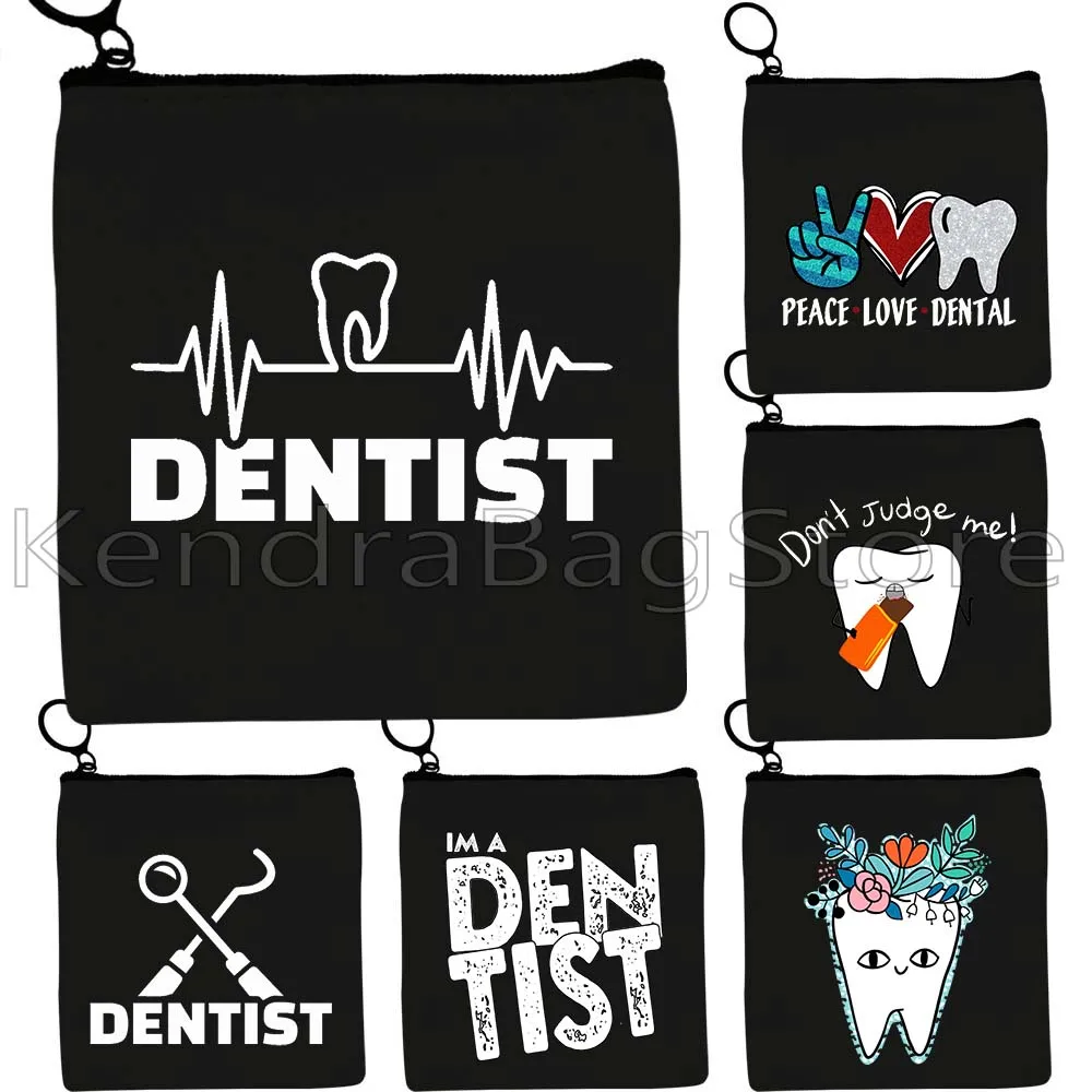 Dentist Dental Teeth Tooth Doctor Cute Dentistry Medic Medicine Funny Gifts Canvas Coin Purse Square Key Card Bag Wallet Pouch