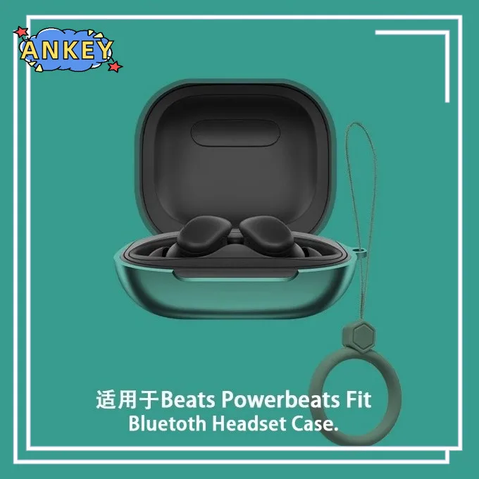 Funda de silicona para Beats Powerbeats Fit, funda de silicona Premium a prueba de golpes, puerto de carga accesible, anillo de transporte