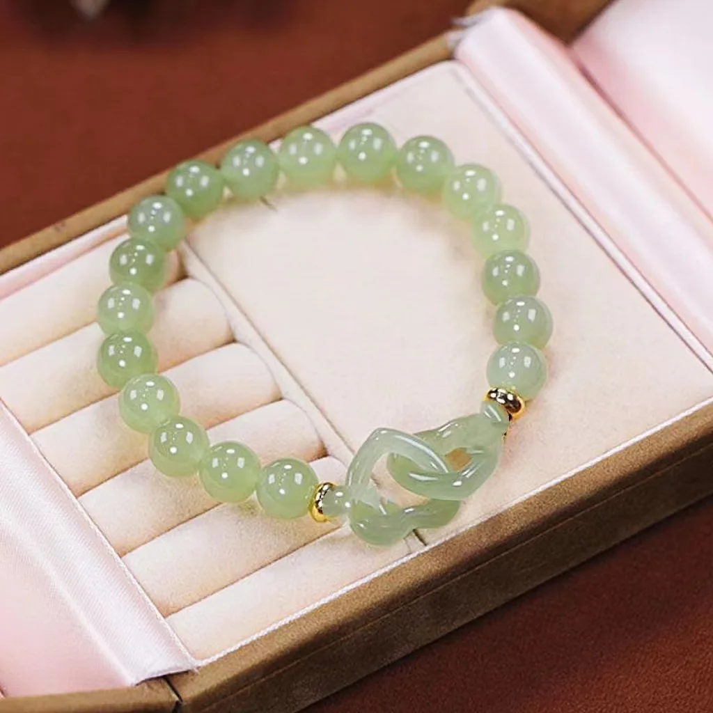 Seamless Interlocking Rings Hetian Jade And Red Agate New Chinese Style Plain Bangle Bracelet Light Luxury Gift For Best Friend