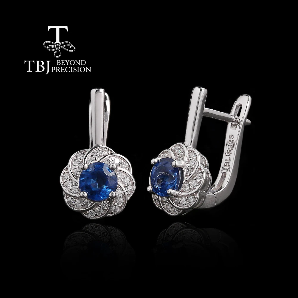 

925 sterling silver Flower shape design earrings natural Kyanite round 5.0mm gemstone exquisite jewelry for women Birthday gifts