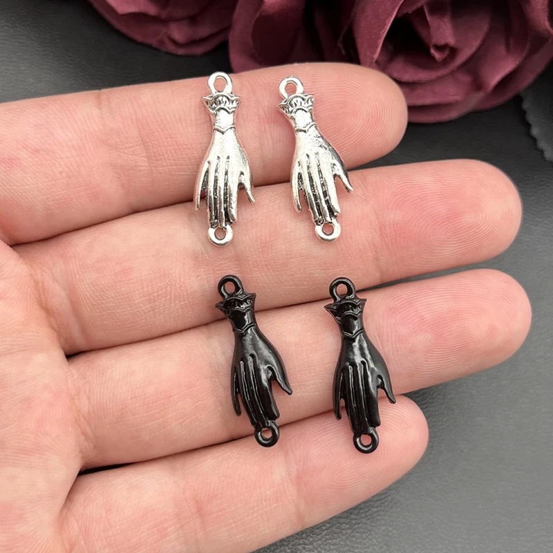 10 sztuk 28x10mm Retro wiktoriańskie złączki ręczne w rękawicach, Edwardian Ox 2 pętla Link ustalenia DIY biżuteria akcesoria