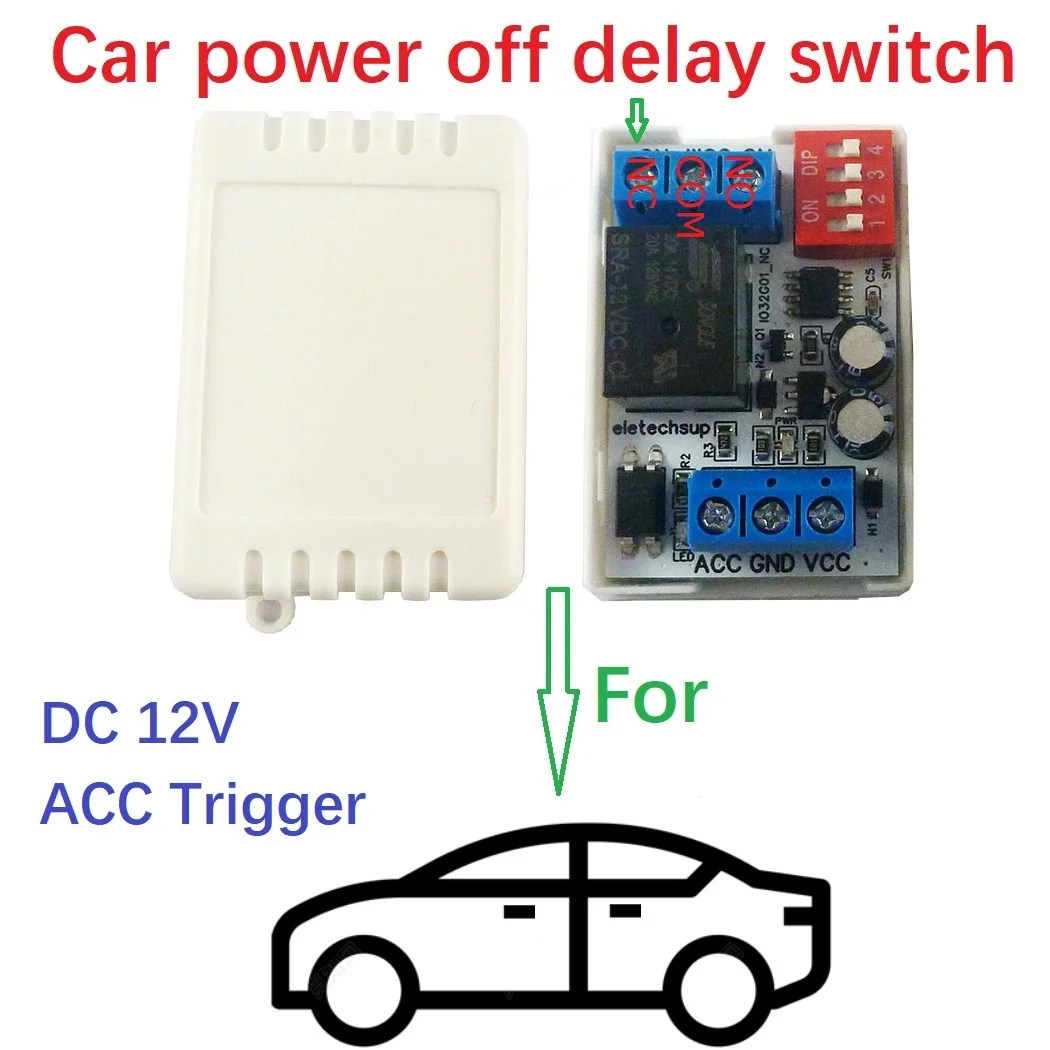 

DC12V Car Vehicles ACC Trigger Delay Power-off Switch Board Timing Switch Relay Module for Driving recorder Stereo Ambient Light