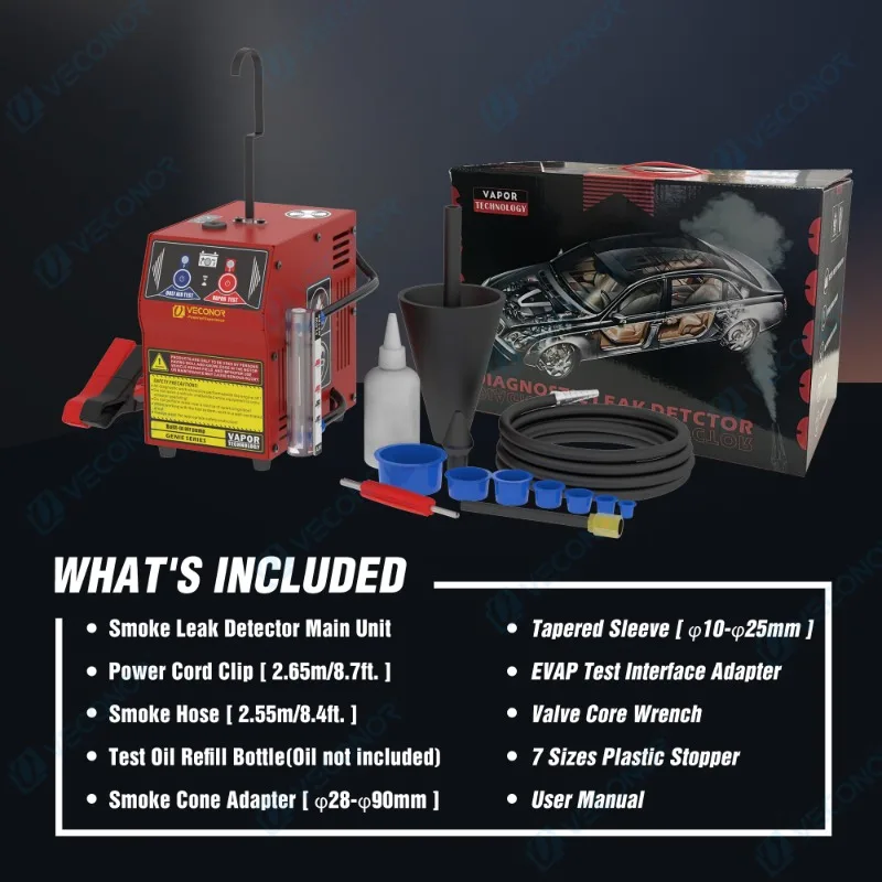 Automotive Smoke Machine Leak Detector EVAP Vacuum Diagnostic Tester with Built-in Air Pump for DC12V Vehicles All Pipe Systems