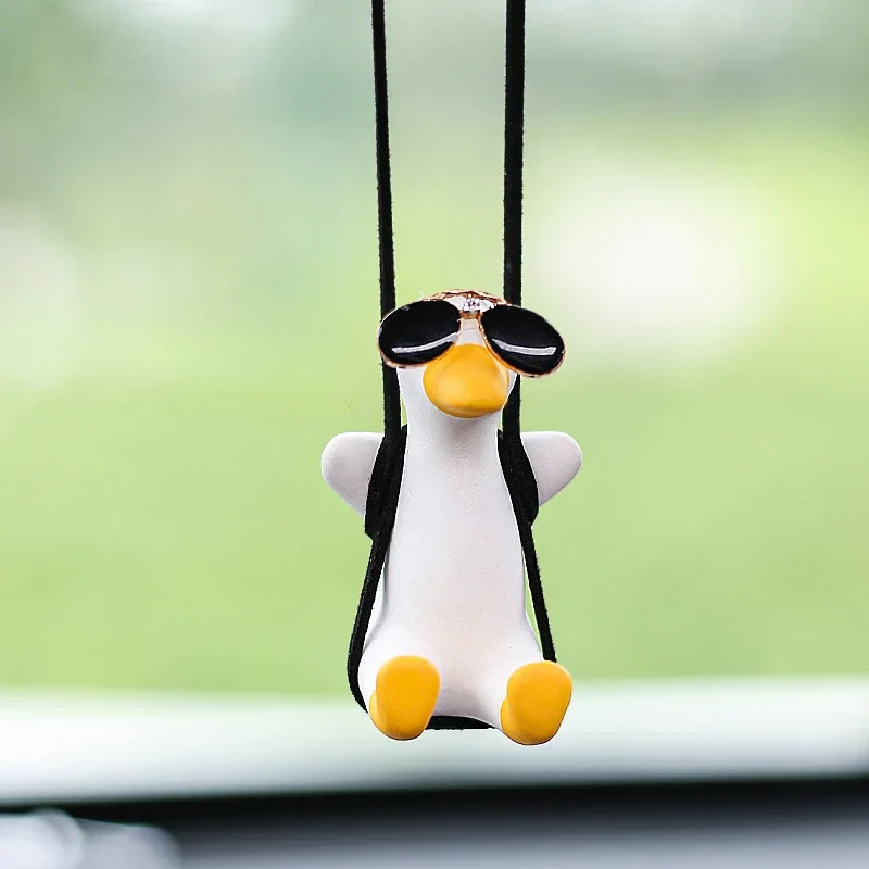 Car Rearview Mirror Gypsum Pendant Car Interior Decoration Swing Duck Pendant Auto Ornaments Birthday Gift Auto Decoraction
