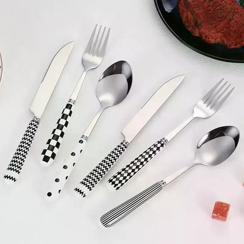 2/4PCS Western Restaurant Stainless Steel Tableware Korean Wave Point Retro Ins Fork Butter Spoon Set Household Steak Tableware - view 2