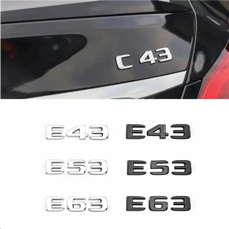 3D ABS Chrome Logo E53 Emblem Letters Sticker Nameplate Car Trunk Badge For Mercedes Benz E43 E53 E63 AMG 4Matic Accessories