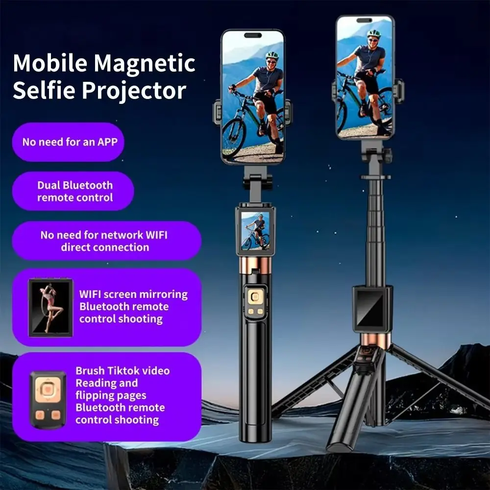 

New Telescopic Portable Tripod Adjustable Height Lightweight Design Selfie Stick Stable Base 360° Rotation Remote Control Stand
