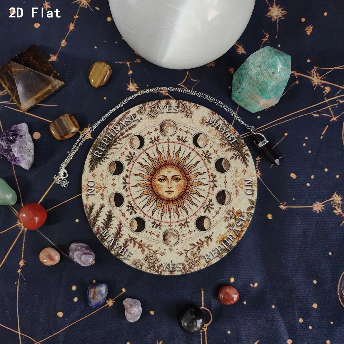 Sun & Moon Phase Astrology Rubber Pendulum Board Mysterious Divination Altar Decor Suitable For Astrology Games Pendulum Scrying