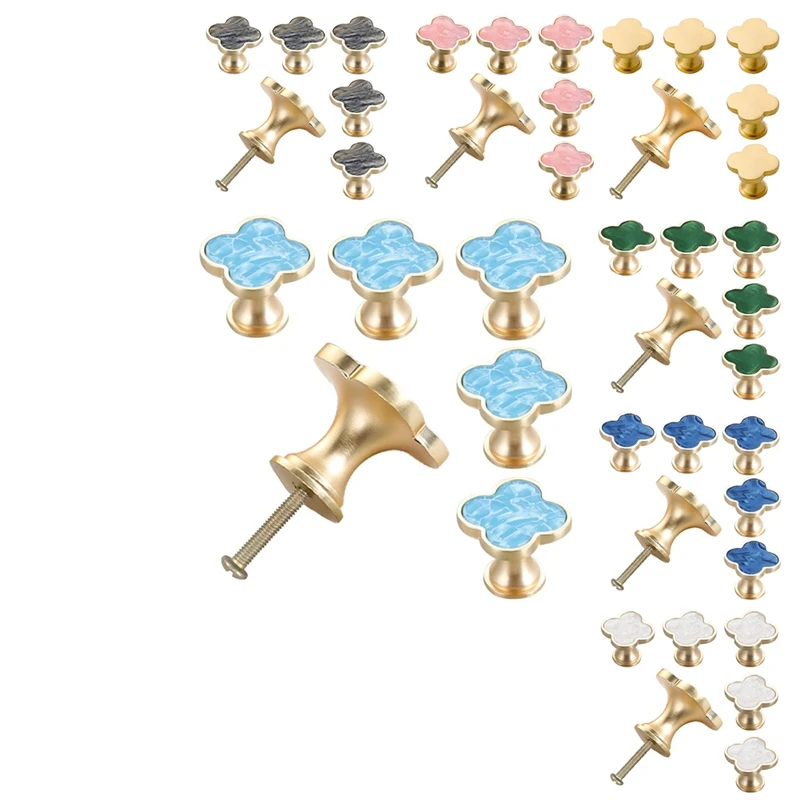 6 Pcs Four-Leaf Knobs Creative Metal Handle Cabinet Drawer Pulls For Furniture Cabinet With Screws