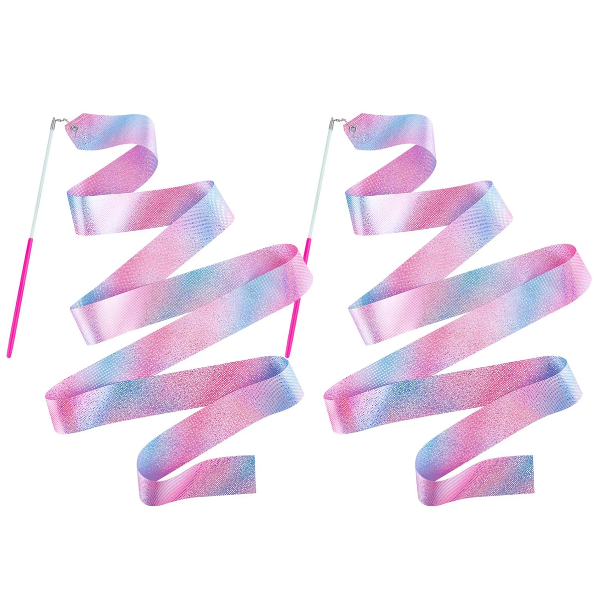 Sparkly Dance Ribbon for Kids Girls Princess Mermaid Ballet Ballerina Gymnastics, Twirl Streamer Ribbon Dancer Wands for Class