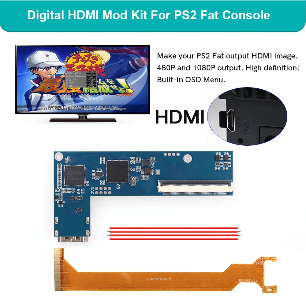 Hispeedido PS2 Fat HDMI-совместимый комплект цифро-цифровой модуль HDMI для игровой консоли PS2 Fat