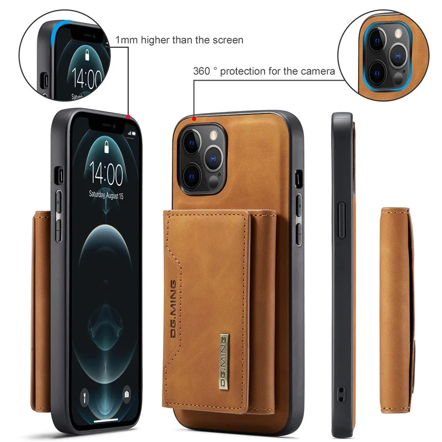 

Brand Original Luxury Leather Case for Apple iPhone 16E 7 8 Plus XS 11 12 13 14 15 Pro Max XR Removable Back Cover Retro Wallet