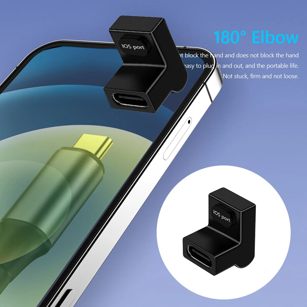 Type-C Female PD20W To 8 Pin Adapter U Shape 8 Pin Angle Adapter 180 Degree Angled Elbow Converter Adapter​ for iPhone for Ipad