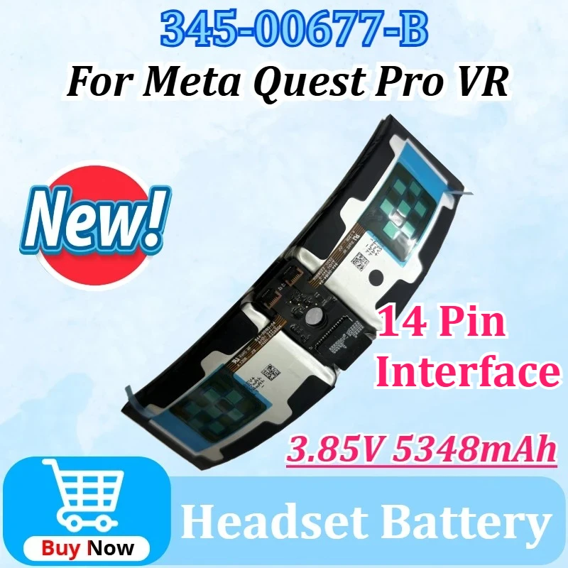 

14 Pin Interface Headset Battery for Meta Quest Pro VR 345-00677-B 3.85V 5348mAh /20.58Wh Newly Upgraded Integration Batteries