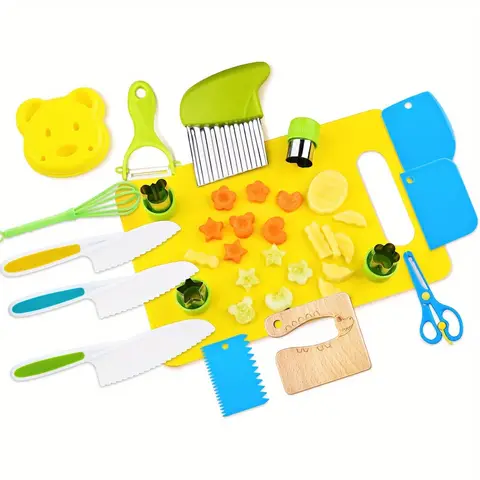 Ensemble de cuisine d'outils de cuisine Montessori 17 pièces-véritable expérience de cuisson pour les enfants